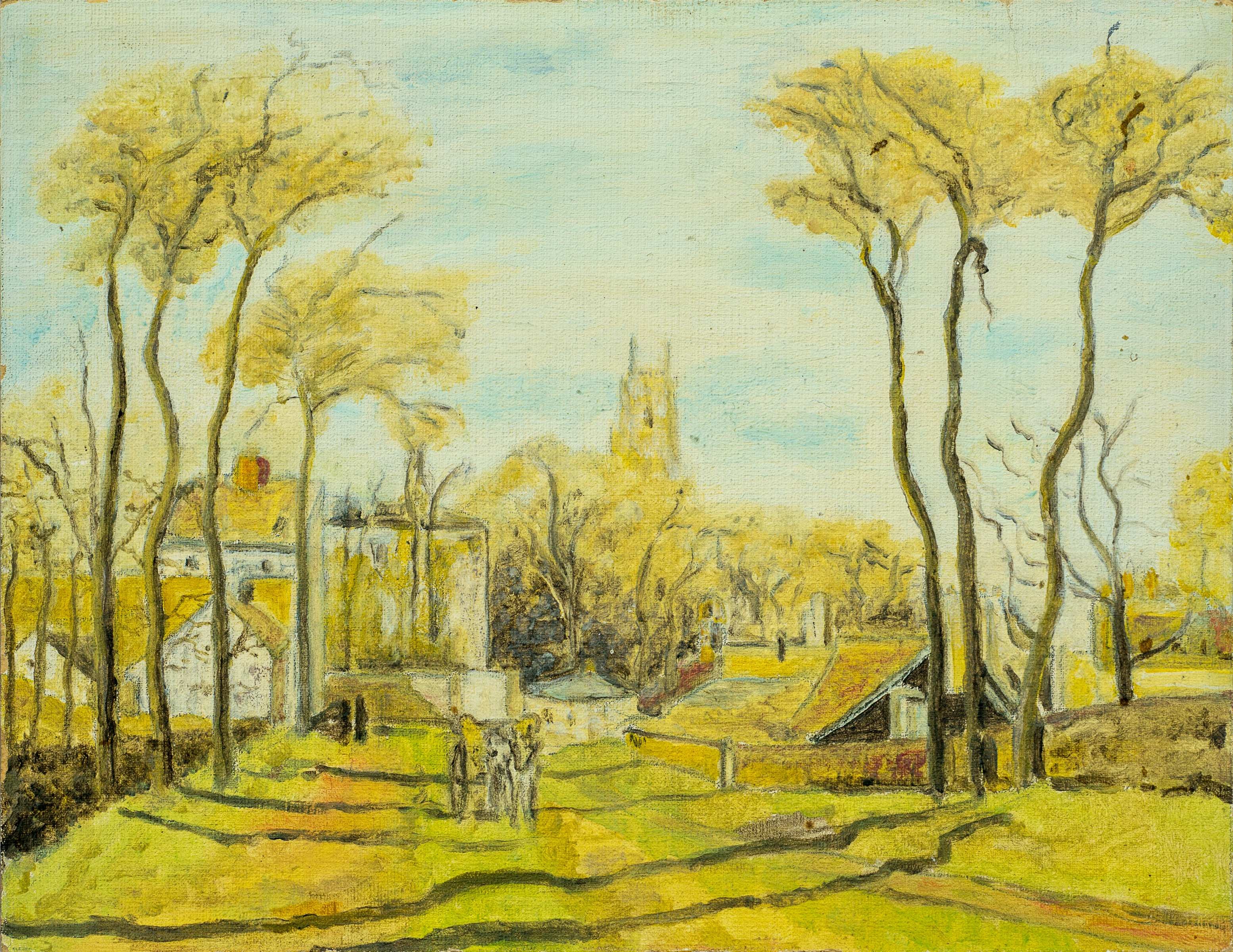 The approach to the village of Voisins, after Camille Pissaro — painting by Chris Brock