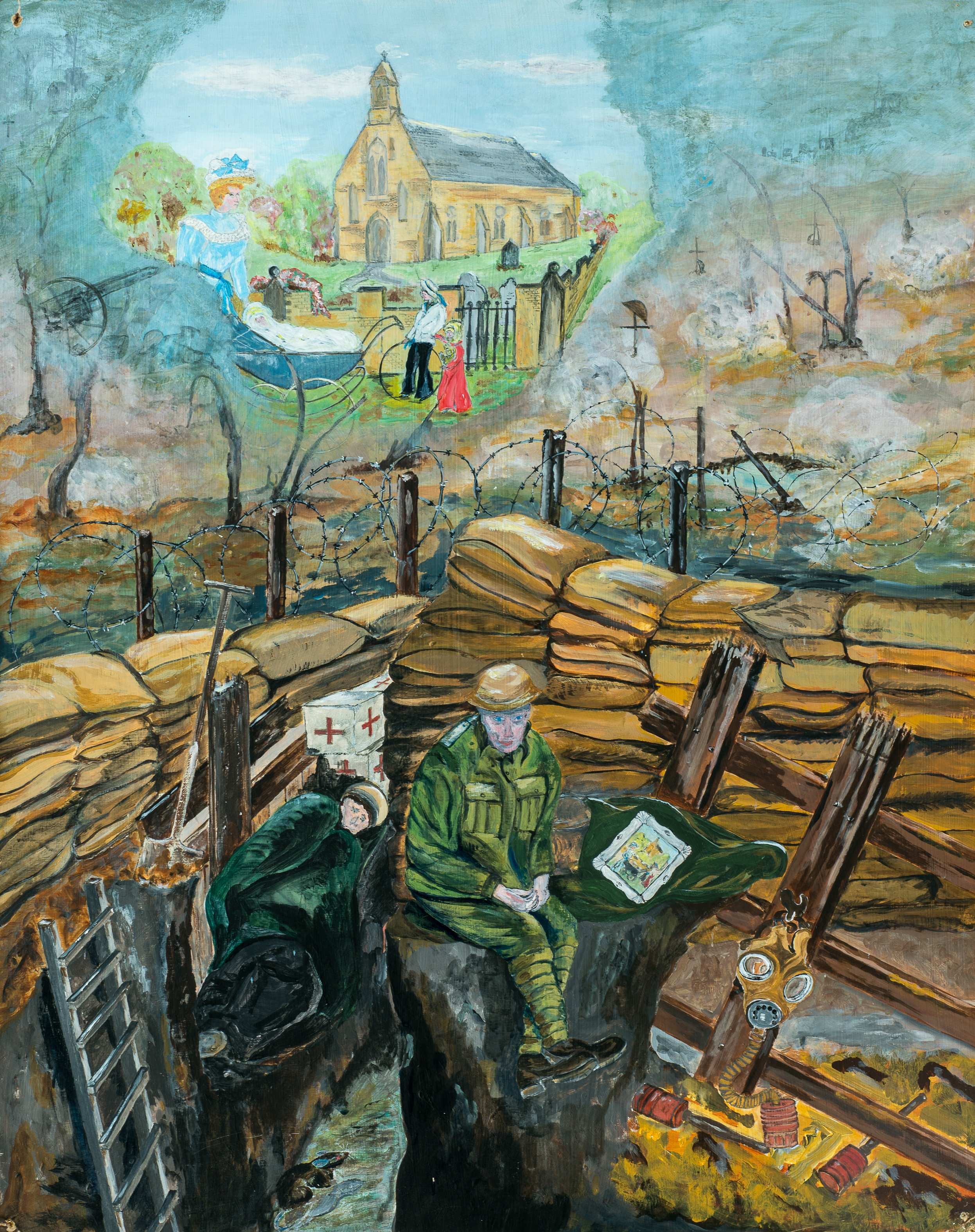 1917 Trench in Oppy Wood — painting by Chris Brock