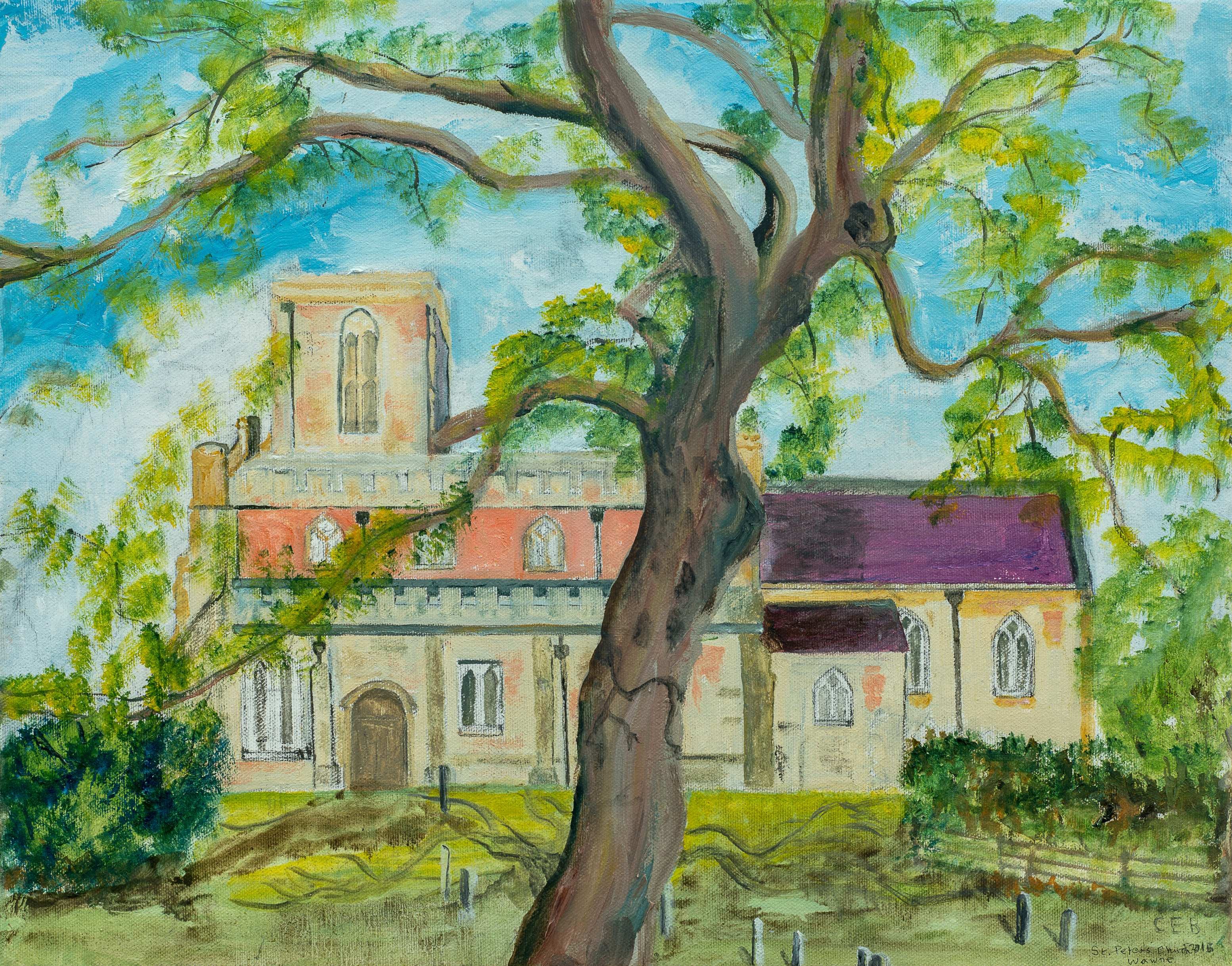 St Peters Church, Wawne South Side — painting by Chris Brock