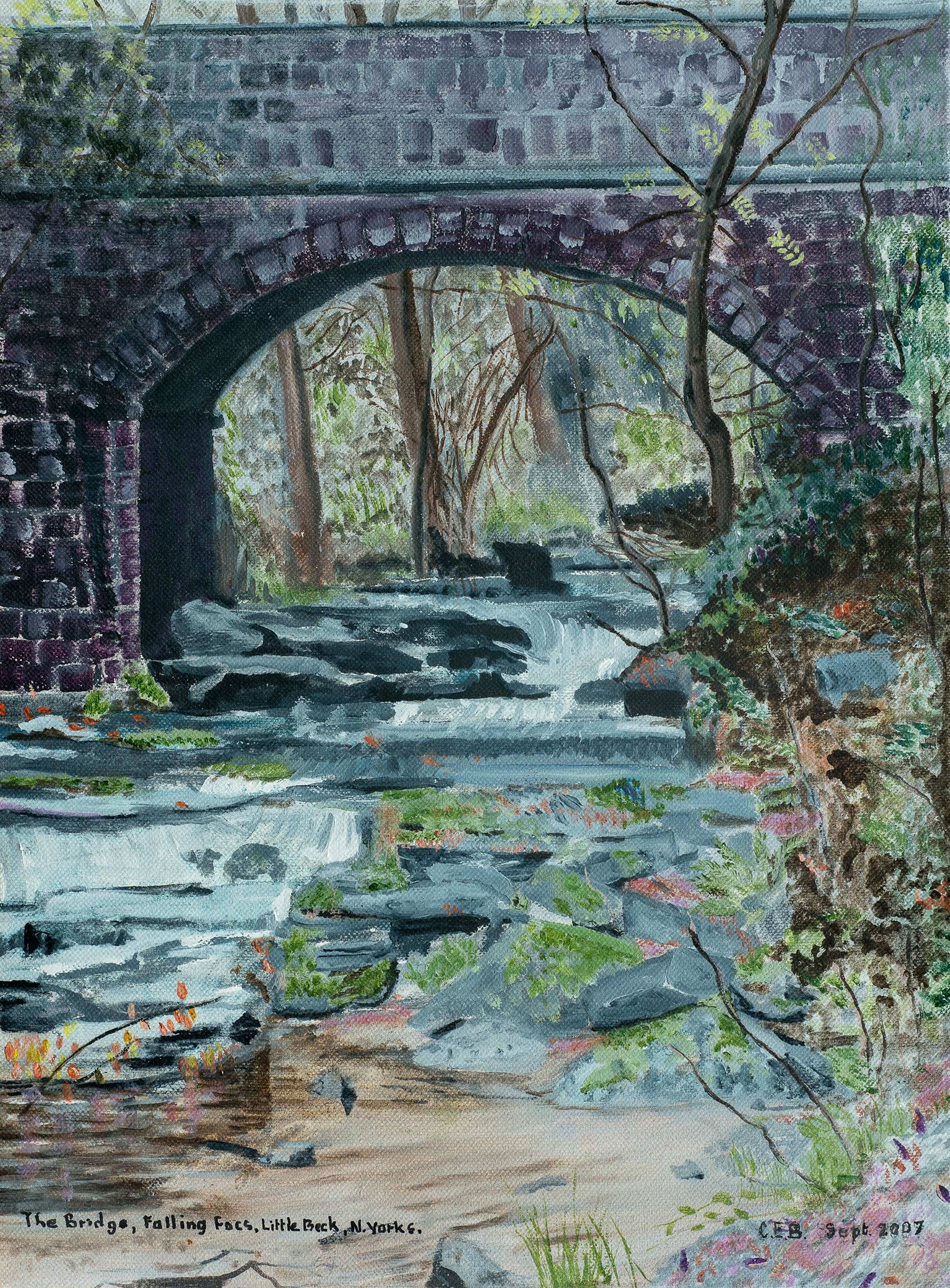 The bridge, Falling Foss, North Yorkshire — painting by Chris Brock