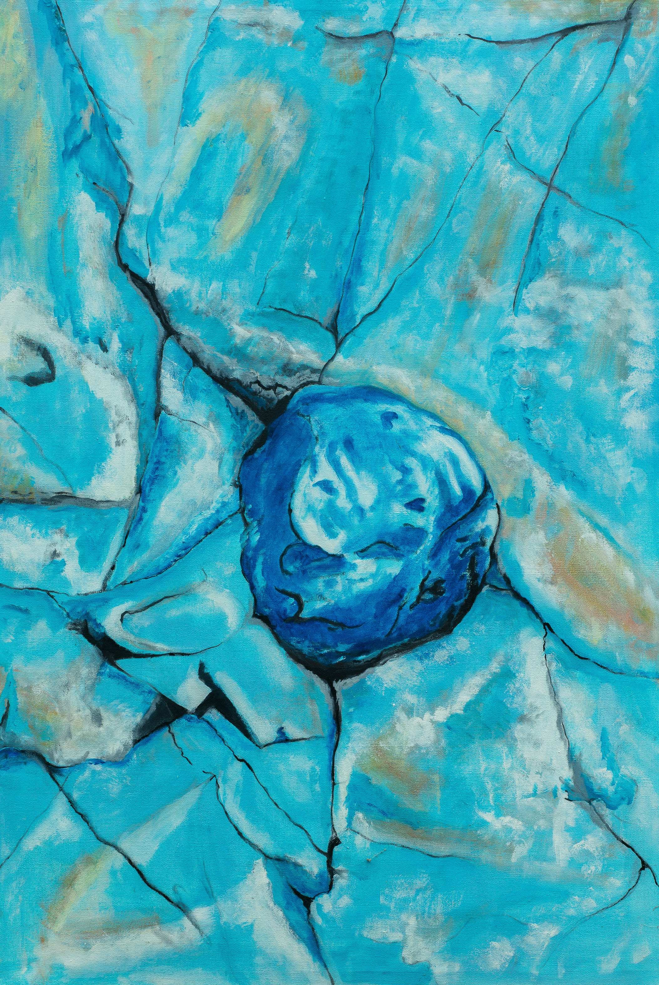 Blue Crevice, Holy Island, Northumberland Coast — painting by Chris Brock