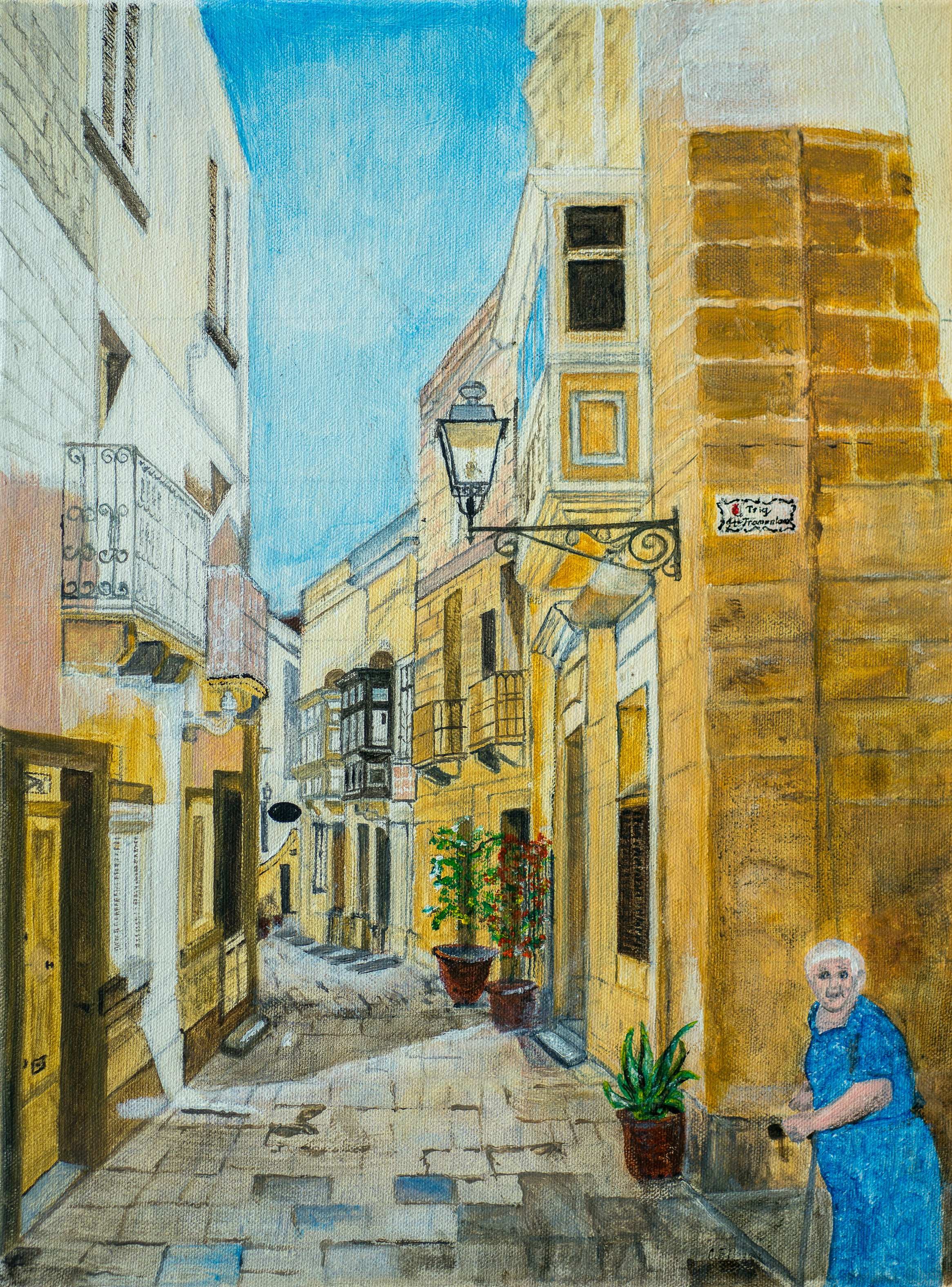 Trig Street, Tromantana, Malta — painting by Chris Brock
