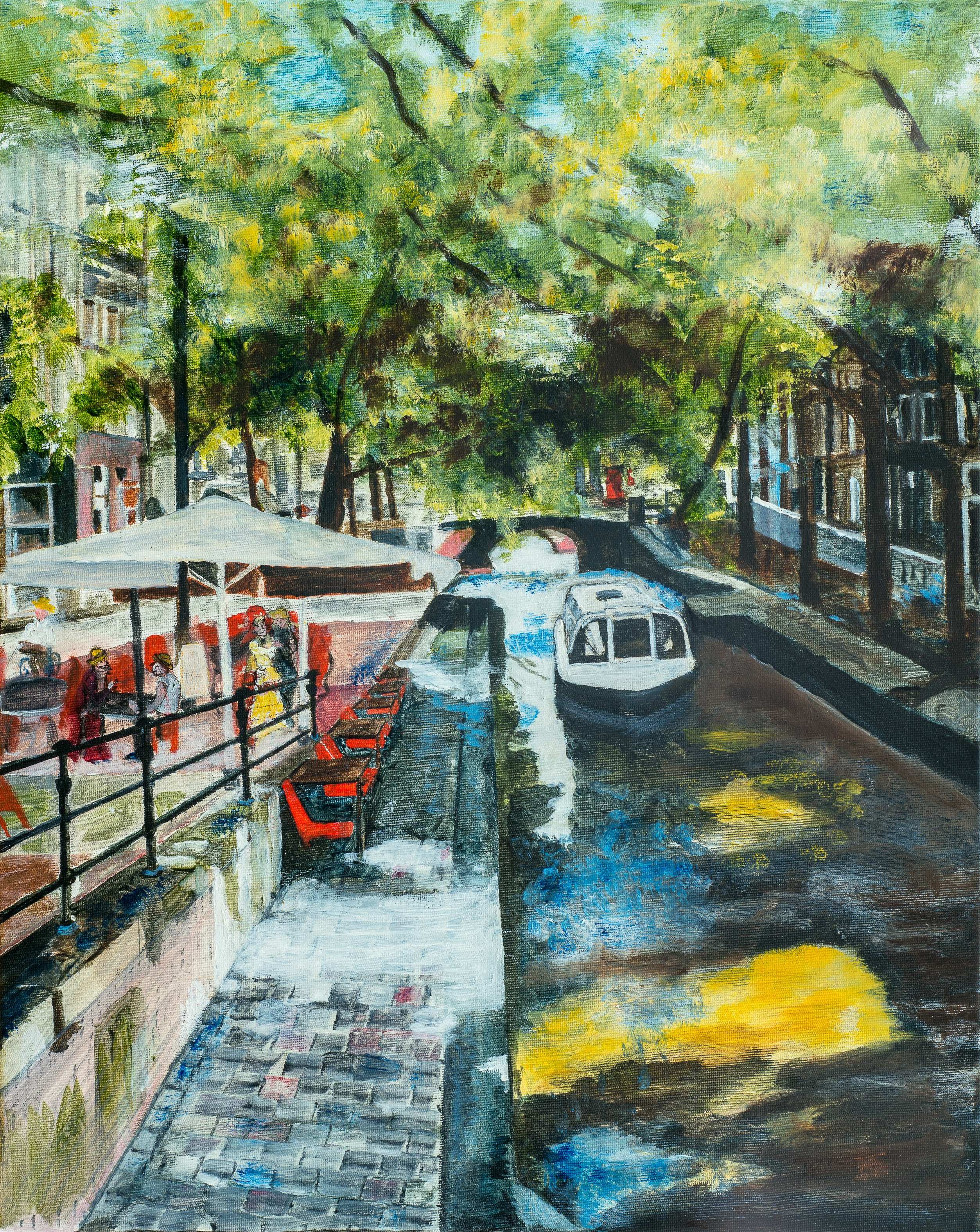 Amsterdam, Canal Café — painting by Chris Brock