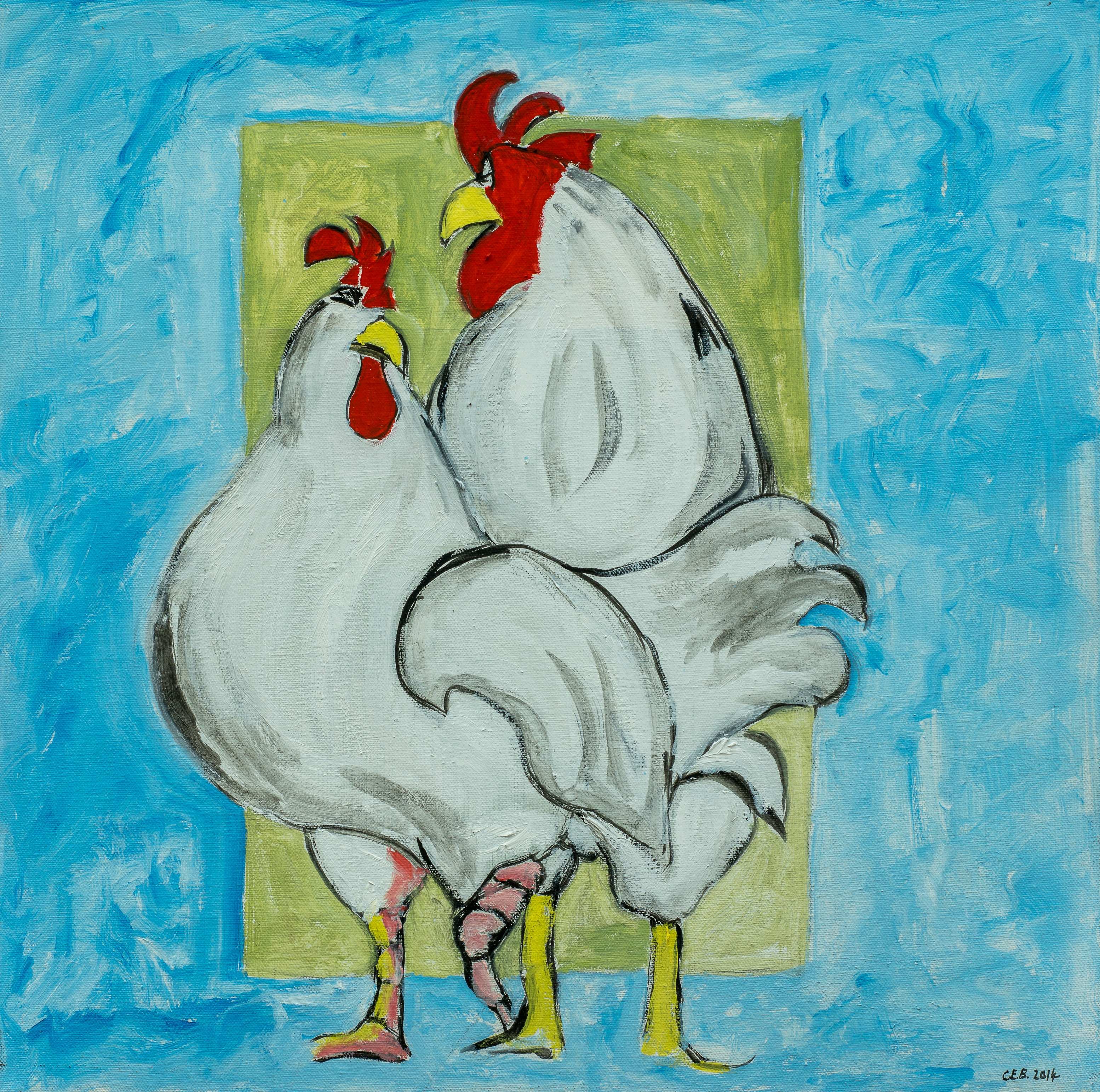 Friendly fowl — painting by Chris Brock