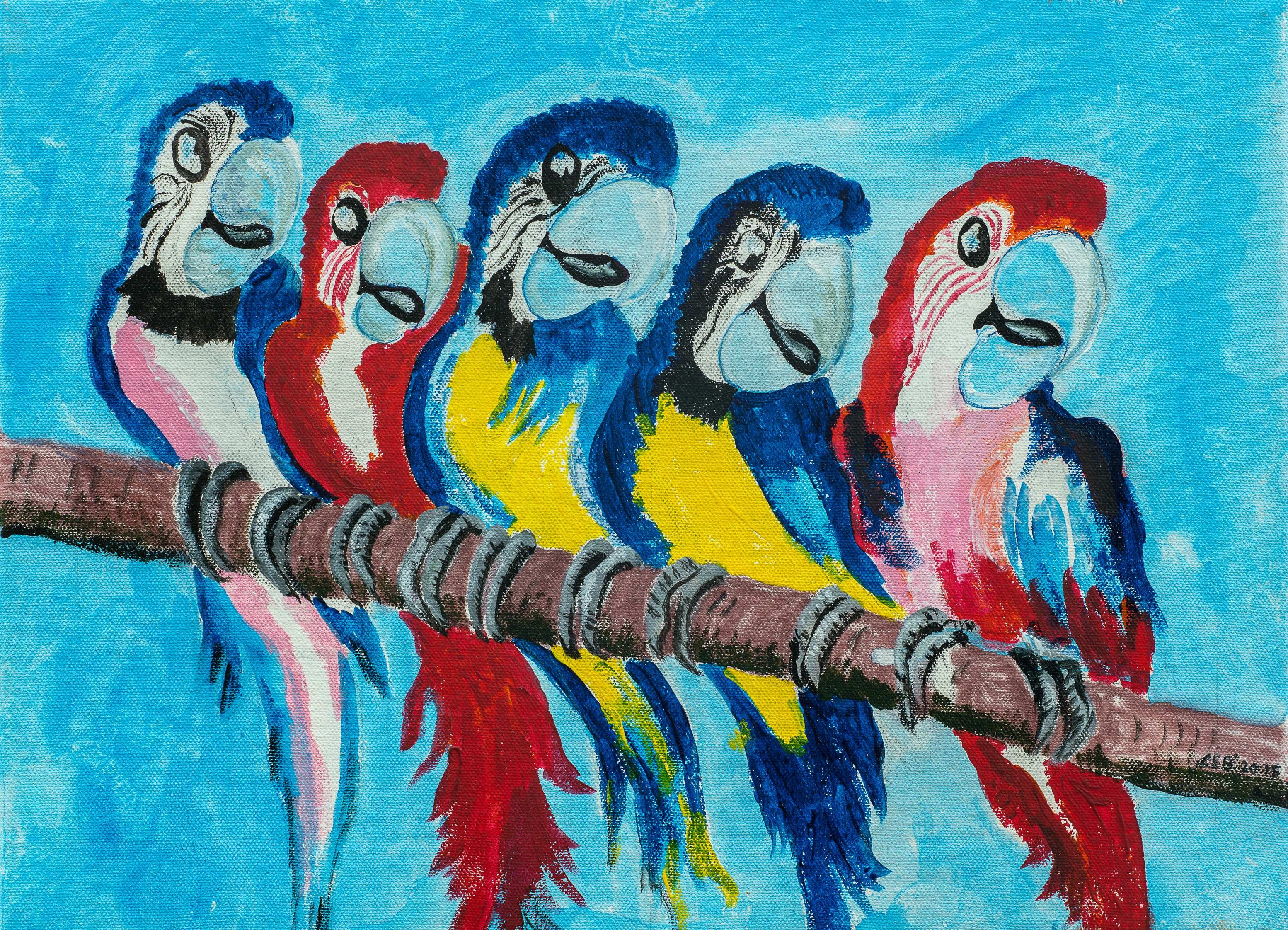 Parrots — painting by Chris Brock