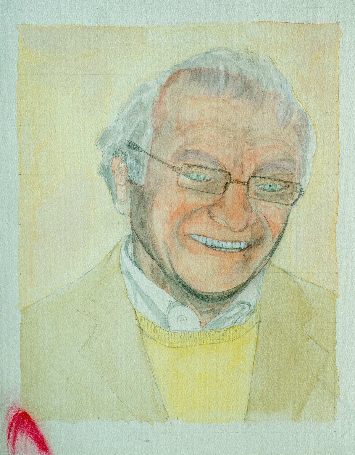 Self portrait of Chris Brock, watercolour, 2013