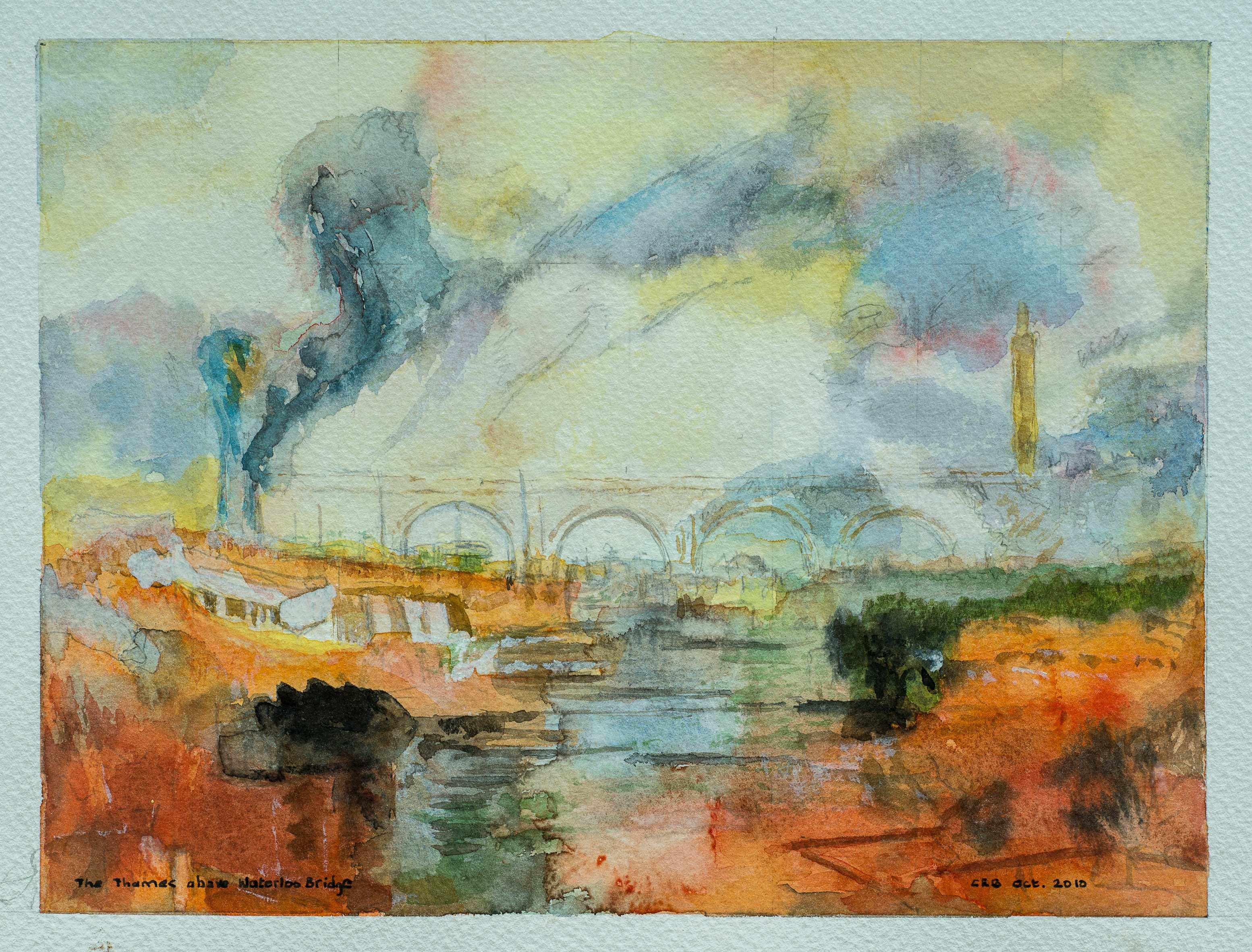 The Thames above Waterloo Bridge.. after Turner — painting by Chris Brock